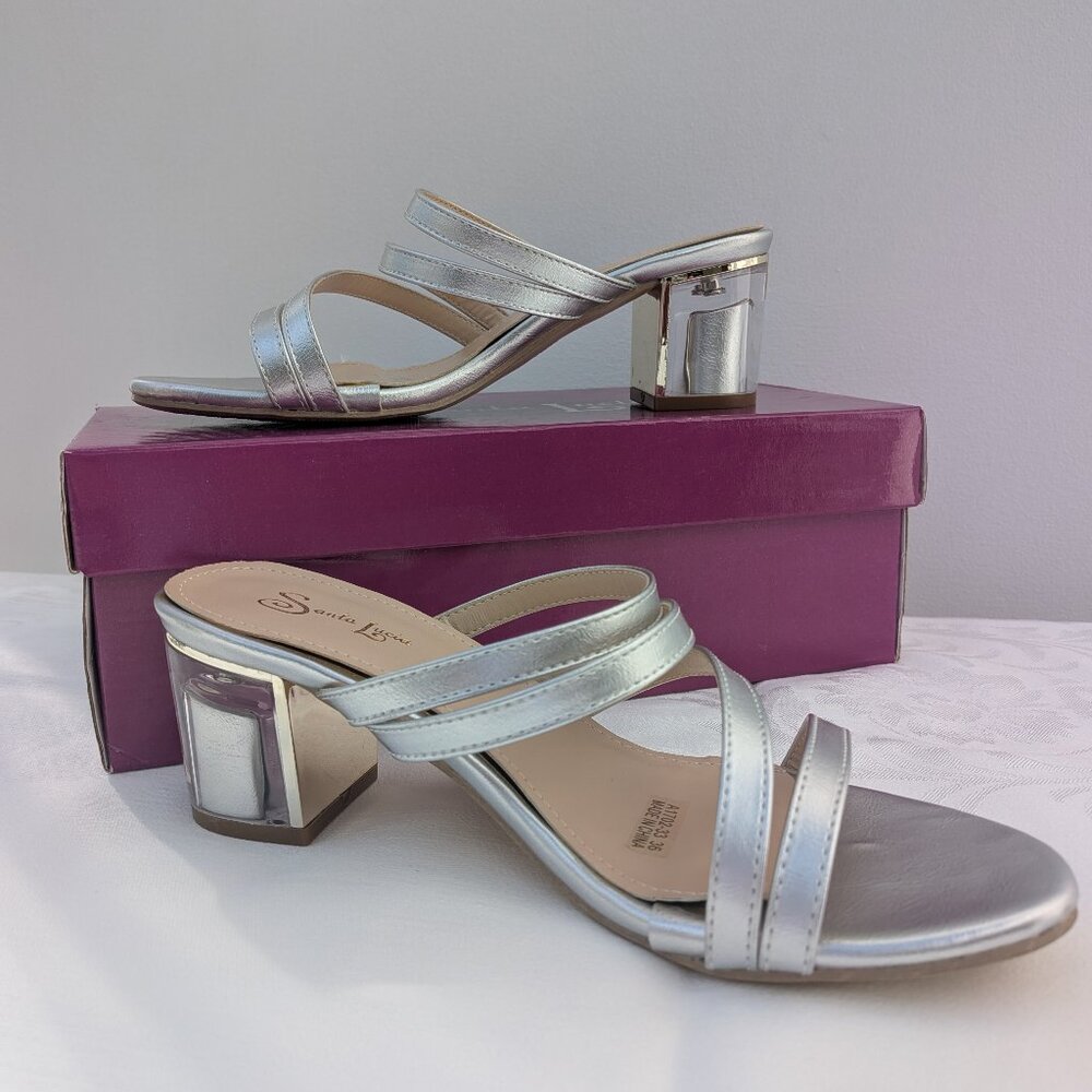 Silver heeled dress sandal